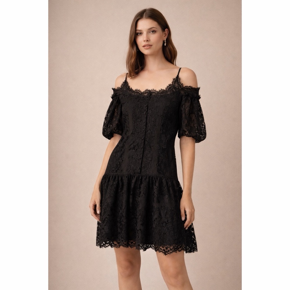 $2500 Ermanno Scervino lace dress off shoulder mini 38 small 2 4